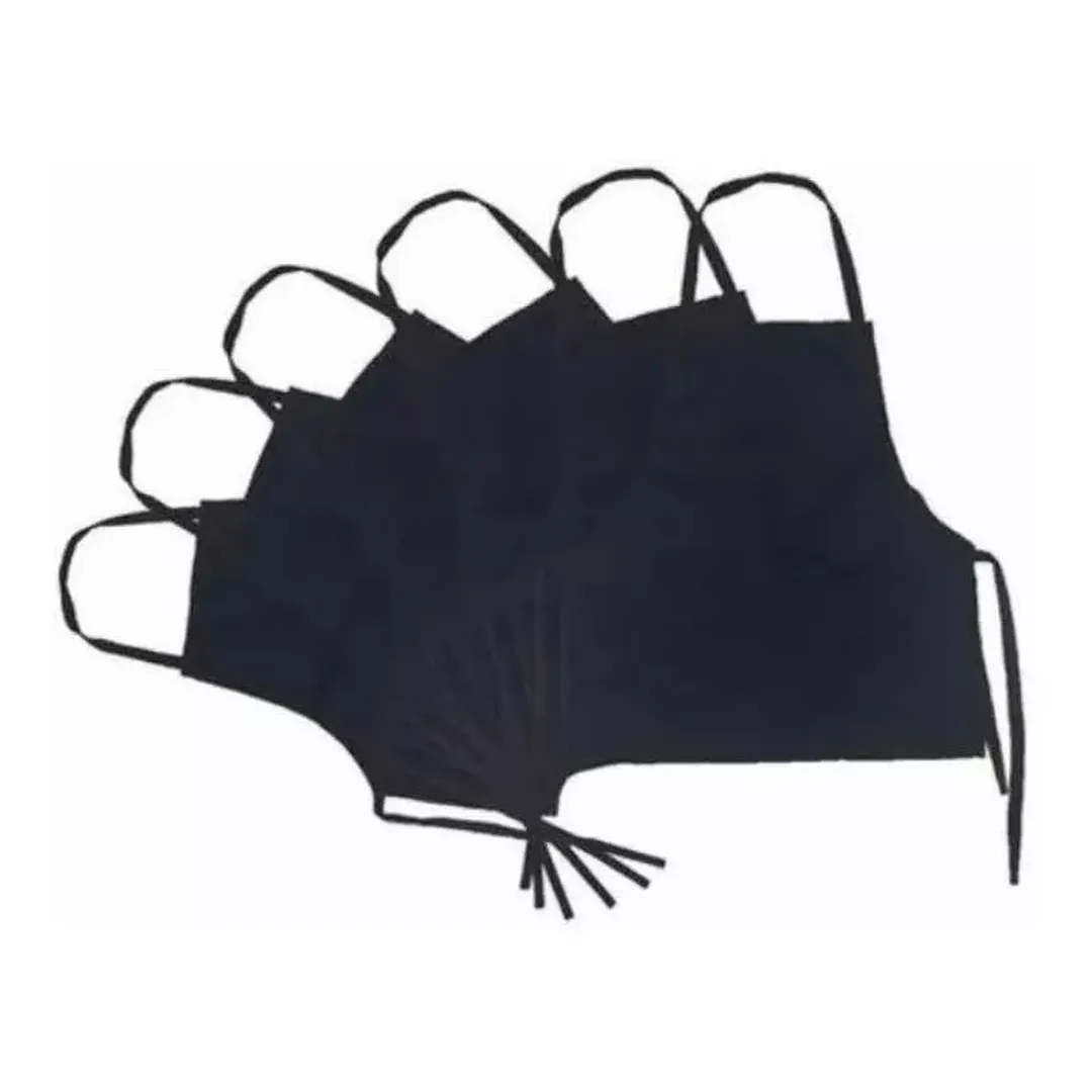 10-mandiles-3-bolsas-negro-gabardina-ligera-delantal-algodon