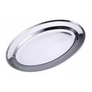 10 Platos Ovalados De Acero Inoxidable De 20