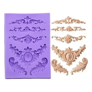 2 Moldes Tapete Silicón Para Fondant Resina Estilo Barroco