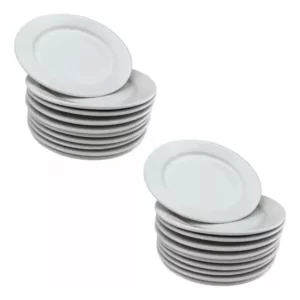 24 Platos Paneros/ Postre 16cm Loza, Porcelana Blanca Mkm