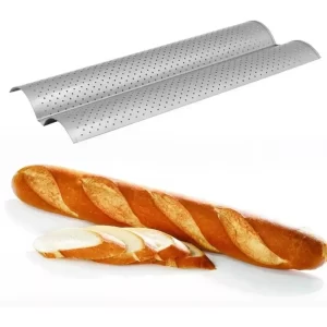 3 Molde Perforado Para 2 Baguette 38x16x2 Cm