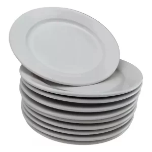 48 Platos Trinche 23cm De Melamina Premium Blanca Resistente