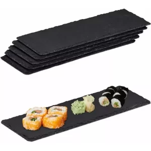 6 Platos Para Comida Pizarra Piedra Rectangular 30x10cm
