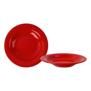 8 Platos Para Pasta Rojos Melamina Reforzada 30 Cm