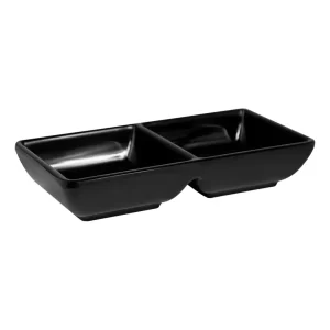 Centro De Mesa Salsera De Melamina Negra 2 Cavidades 10 Pz
