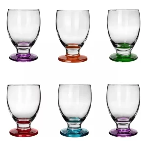 Copa De Vidrio Para Agua Con Fondo De Color 300 Ml 6 Piezas