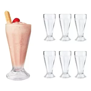 Copa Malteada Alta Calidad Vidrio Grueso 400 Ml (6 Pzs