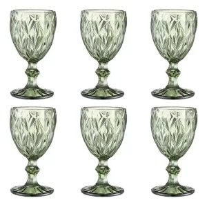 Copa  Vidrio  Verde Olivo Agua Vino Tinto 250 Ml 6 Piezas