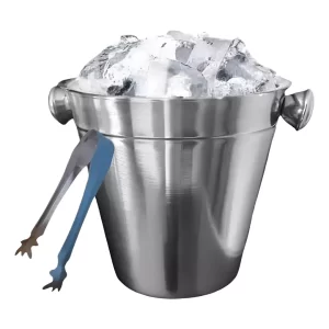 Hielera Acero Inoxidable 1.4 Litros Con Pinzas 10 Pz