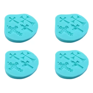 Juego 4 Moldes Fondant Silicón Cruces Repostería 16 Cruces Color Celeste