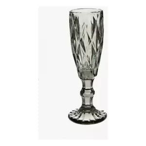 Juego 6 Copas Vidrio Negro Humo Para Vino Tinto Blanco