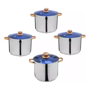 Juego De 4 Ollas Acero Inoxidable Profesional Praga 8 Pzs