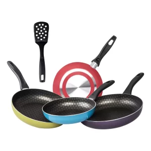 Juego De 4 Sartenes Cinsa Circus Con Antiadherente Thermocell Violeta Verde Rojo Azul Y Espátula De Nylon