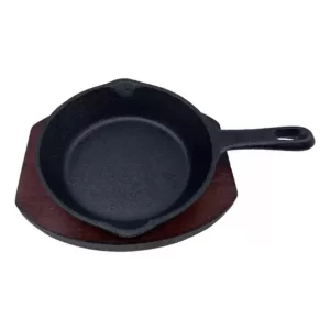 Mini Sarten De Hierro Fundido Y Base De Madera 14 Cm 5 Pzas
