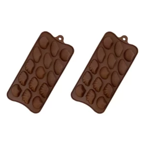 Molde De Silicon Conchas Chocolate Reposteria 2 Pzs Vencort Color Marrón