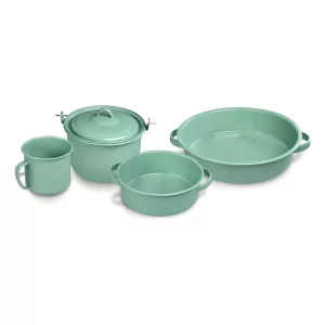 Olla Bateria Verde Cinsa San Cristobal 5 Piezas Con Detalle Color Verde Claro