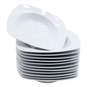 Plato Sopero Cuadrado 20.5 Cms. De Melamina Blanca 100 Pz