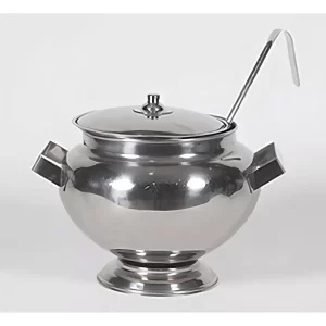 Sopera Con Tapa Capacidad 6 L Acero Inoxidable Con Cucharón Color Plateado