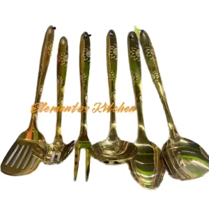 Utensilios De Cocina Dorados Acero Inoxidable 6 Pz. Color Dorado
