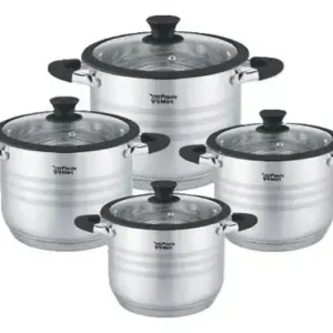 Batería De Cocina Budinera 8 Ollas Acero Inoxidable Silicon