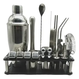 Kit Para Bar Acero Inox Con Base Acrilico 24 Pzs + Regalos